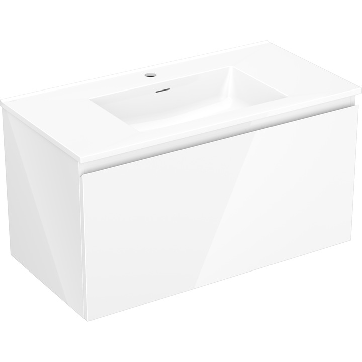 Dulap baie Mexen Orio 90 cm cu chiuveta Otis, 1 sertar, alb lucios - 91A10-09047-1-BF00-W18M00