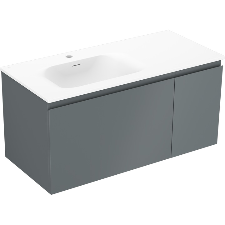 Mexen Orio dulap baie 90 cm cu lavoar Vela stanga, 1S, 1D, grafit mat/alb mat - 91A13-09047-3-BBFF66-W23L01