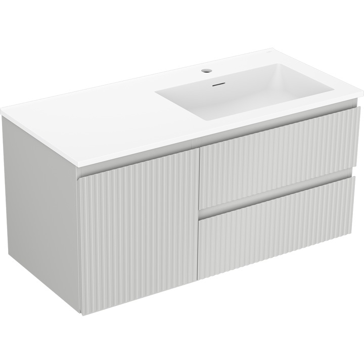 Mexen Rivel dulap baie 100 cm cu lavoar Otis dreapta, 2S, 1D, canelat, gri/alb mat - 91A23-10047-3-BBFFF62-W18P01