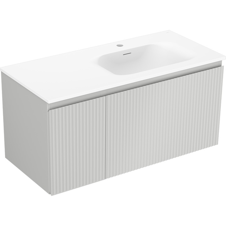 Mexen Rivel dulap baie 100 cm cu chiuveta Vela dreapta, 1S, 1D, canelat, gri mat/alb mat - 91A23-10047-3-BBFF62-W23P01