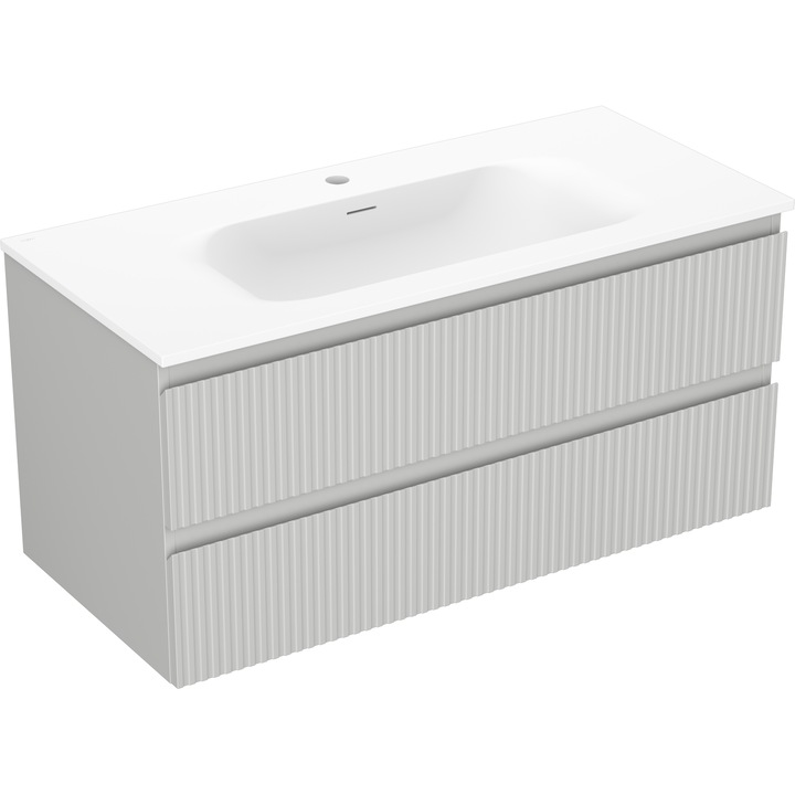 Dulap baie Mexen Rivel 100x47x46,5cm, 2 sertare, gri mat/alb mat