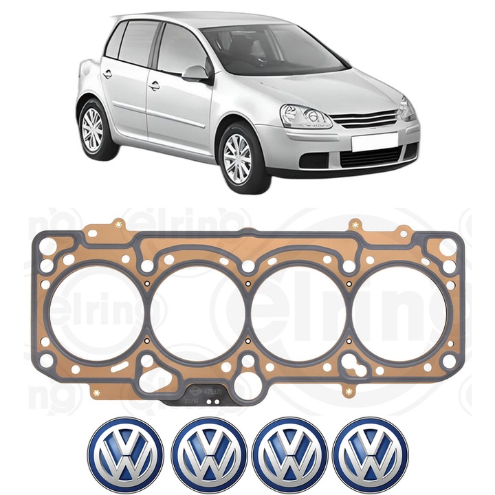 Garnitura chiuloasa Volkswagen GOLF V (1K1) 1.6 din 2004-2008 KW 75 CP 102 CMC 1595, auto, Elring, 4x Stickere auto cu Volkswagen