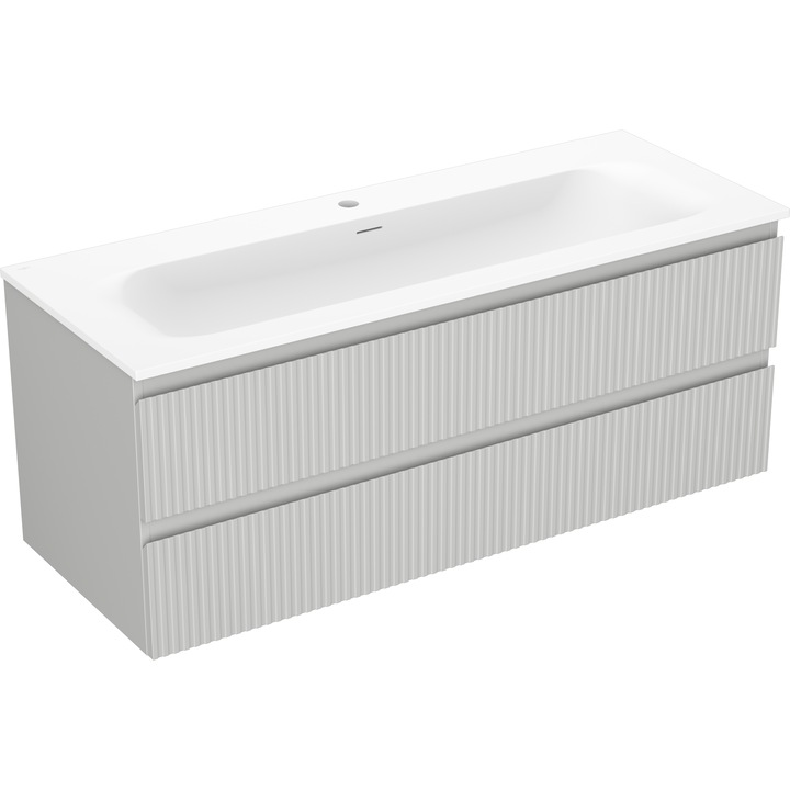 Mexen Rivel dulap baie 120 cm cu lavoar Vela, 2 sertare, canelat, gri mat/alb mat - 91A20-12047-2-BFF62-W23M0