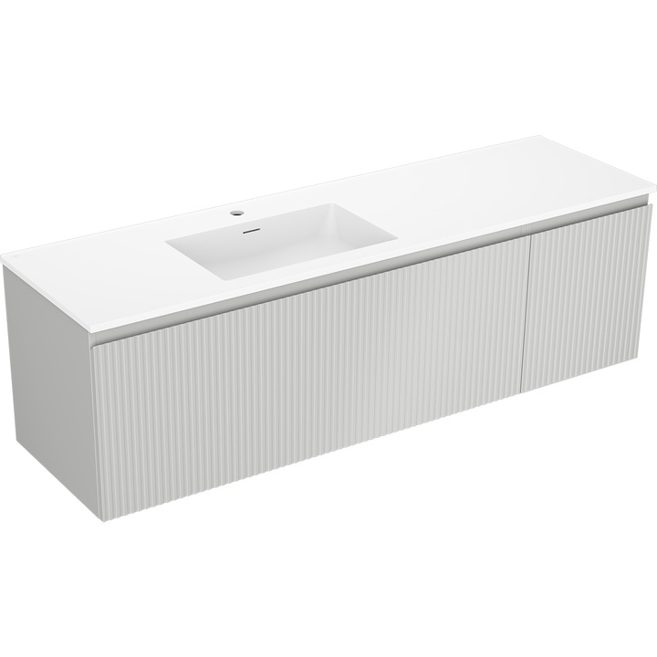 Mexen Rivel dulap baie 160 cm cu lavoar Otis stang, 1S, 1D, canelat, gri mat/alb mat - 91A23-16047-3-BBFF62-W18L01