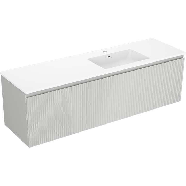 Mexen Rivel dulap baie 160 cm cu lavoar Otis dreapta, 1S, 1D, cu textura, gri mat/alb mat - 91A23-16047-3-BBFF62-W18P01