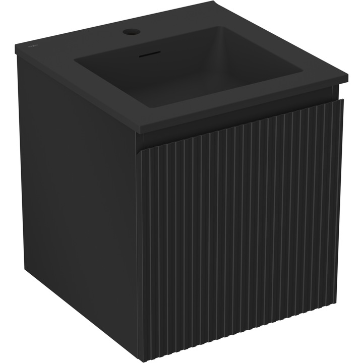 Mexen Rivel dulap baie 45 cm cu lavoar Otis, 1 sertar, canelat, negru mat - 91A20-04547-1-BF71-W18M71
