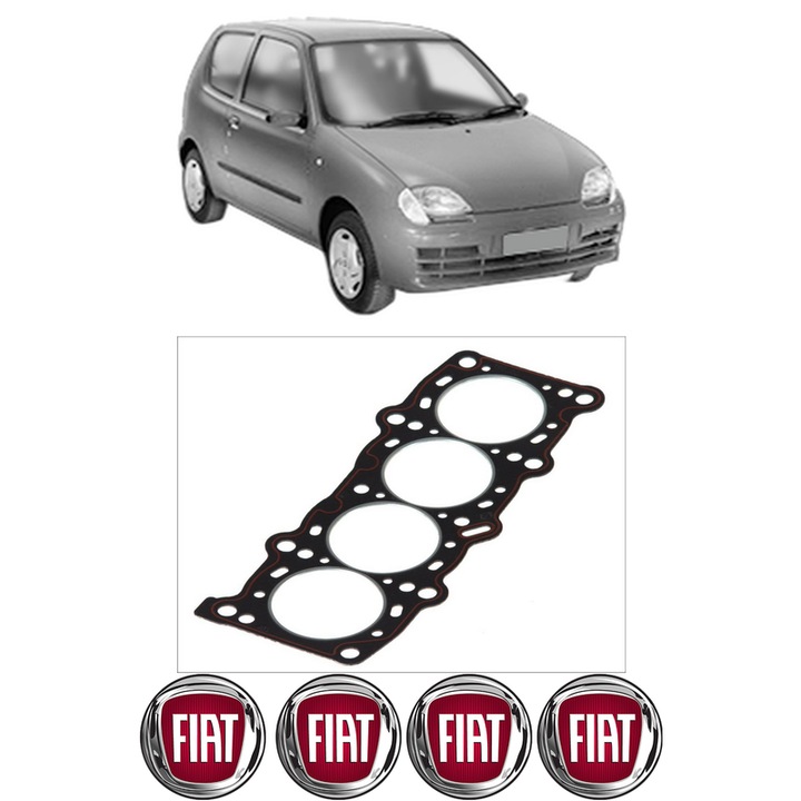 Garnitura chiuloasa FIAT SEICENTO / 600 (187_) 1.1 (187AXB, 187AXB1A, 187AXC1A02) din 1998-2010 KW 40 CP 54 CMC 1108, auto, Elring, 4x Stickere auto cu FIAT