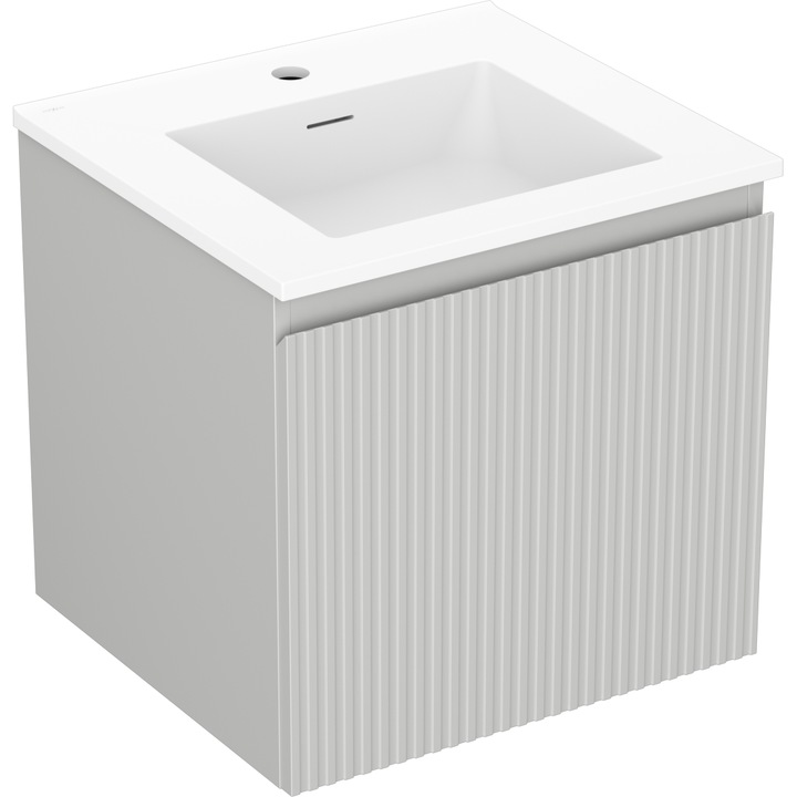 Mexen Rivel dulap baie 50 cm cu chiuveta Otis, 1 sertar, cu caneluri, gri mat/alb mat - 91A20-05047-1-BF62-W18M01