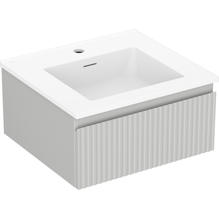 Mexen Rivel dulap baie 50 cm cu chiuveta Otis, 1 sertar, sanfrenata, gri mat/alb mat - 91A20-05023-1-BF62-W18M01