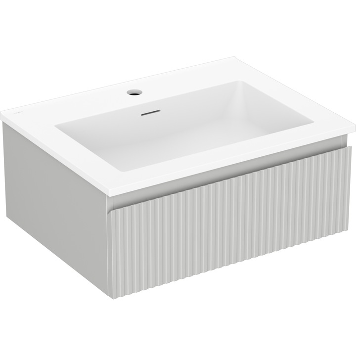 Mexen Rivel dulap baie 60 cm cu lavoar Otis, 1 sertar, canelat, gri mat/alb mat - 91A20-06023-1-BF62-W18M01