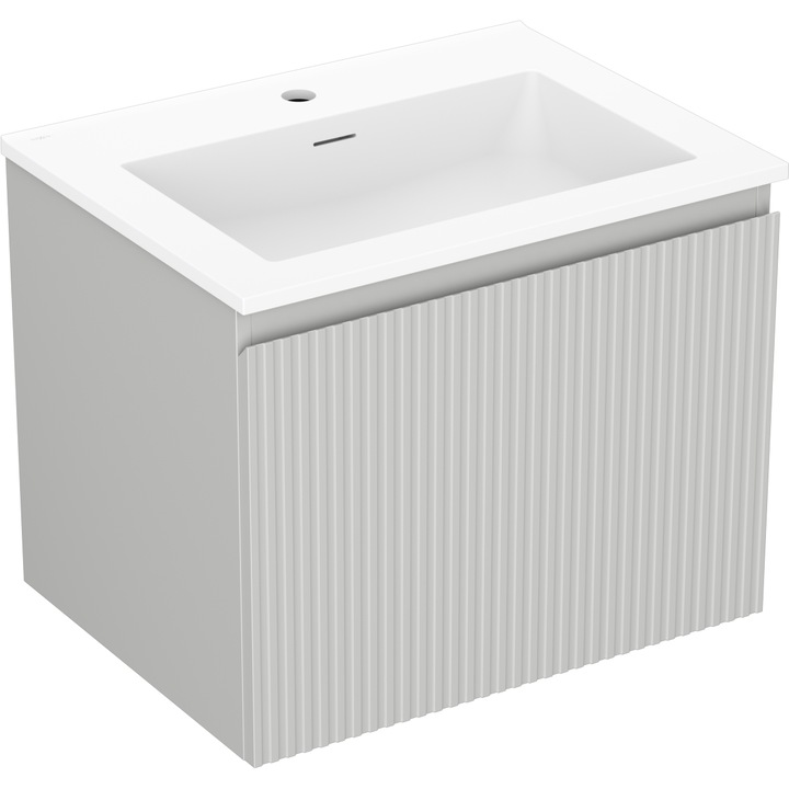 Mexen Rivel dulap baie 60 cm cu lavoar Otis, 1 sertar, canelat, gri mat/alb mat - 91A20-06047-1-BF62-W18M01