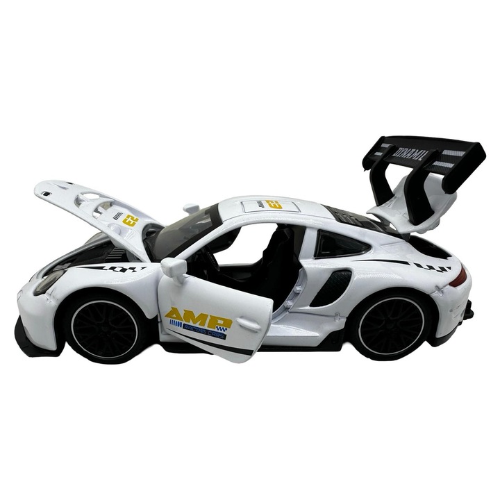 Porsche 911 GT3 RS modellautó 1:32 fém fehér sport nyitható ajtókkal