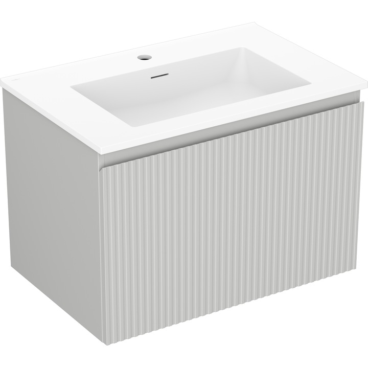 Mexen Rivel dulap baie 70 cm cu lavoar Otis, 1 sertar, canelat, gri mat/alb mat - 91A20-07047-1-BF62-W18M01