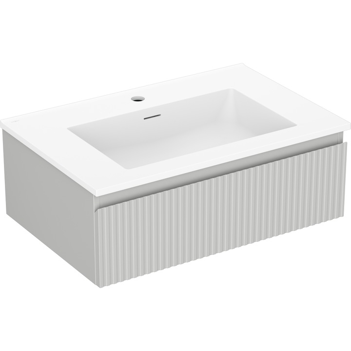 Mexen Rivel dulap baie 70 cm cu lavoar Otis, 1 sertar, riflat, gri mat/alb mat - 91A20-07023-1-BF62-W18M01