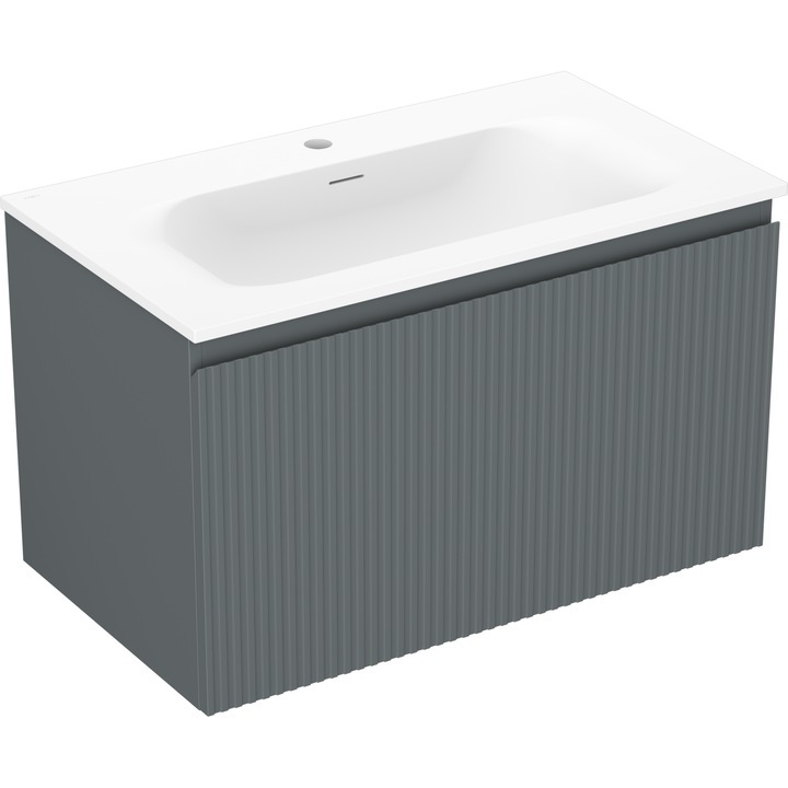 Mexen Rivel dulap baie 80 cm cu lavoar Vela, 1 sertar, ribonat, grafit mat/alb mat - 91A20-08047-1-BF66-W23M01