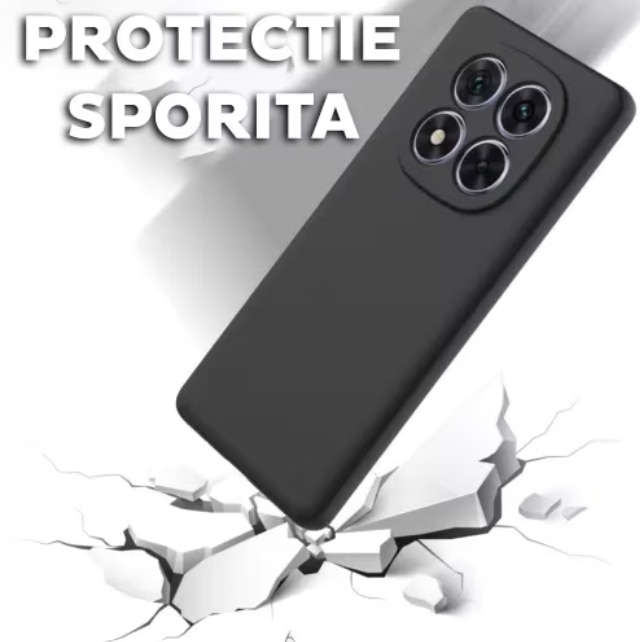 Husa telefon compatibila cu Xiaomi Redmi Note 14 Pro Plus 5G, Anti-Soc, Protectie camera, Microfibra interior ( catifea ), Margini Ridicate pentru Protectia Ecranului, Negru