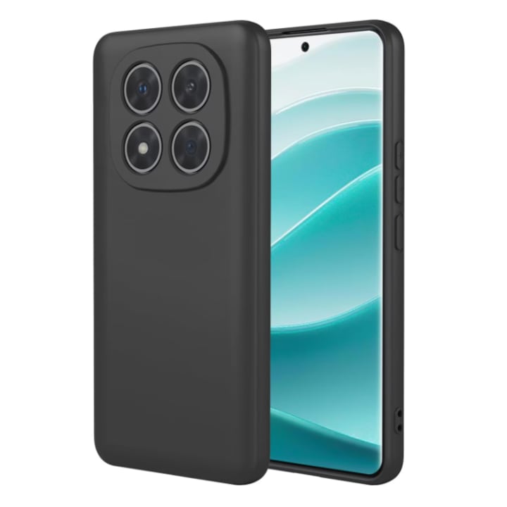 Калъф за телефон, съвместим с Xiaomi Redmi Note 14 Pro 5G, противоударен, защита на камерата, вътрешна микрофибърна (кадифена) подплата, повдигнати ръбове за защита на екрана, черен