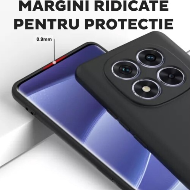 Husa telefon compatibila cu Xiaomi Redmi Note 14 Pro Plus 5G, Anti-Soc, Protectie camera, Microfibra interior ( catifea ), Margini Ridicate pentru Protectia Ecranului, Negru