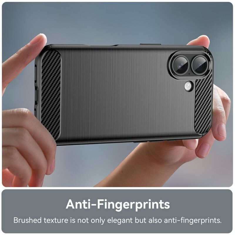 Husa protectie Mat-Tech compatibila cu iPhone 17, Textura Carbon, Finisaj Mat, Anti-Shock, Rezistenta la impact, Negru