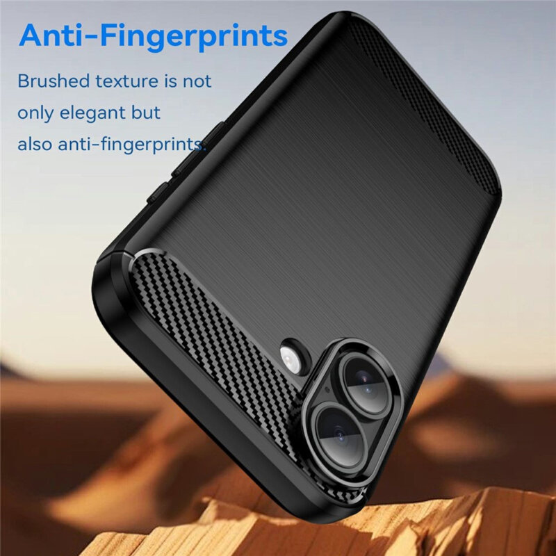 Husa protectie Mat-Tech compatibila cu iPhone 17, Textura Carbon, Finisaj Mat, Anti-Shock, Rezistenta la impact, Negru