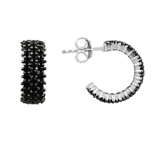 Cercei semiluna din argint 925 cu zirconii negre - BeSpecial 7622, 1, Negru