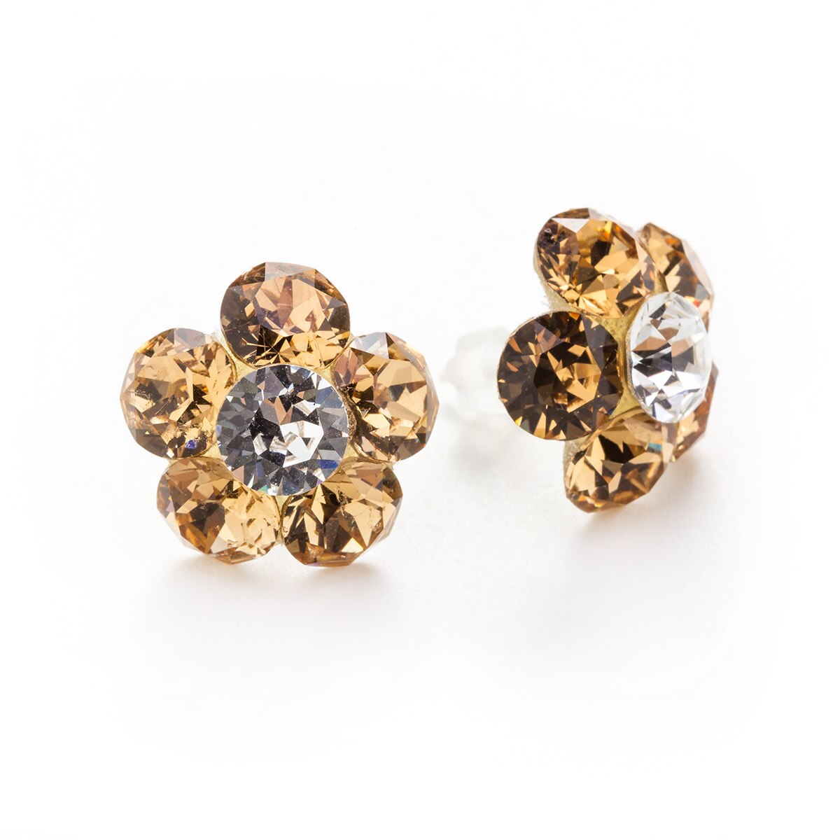 Cercei Argint DaviCrystals cu cristale floare l cu tija light topaz