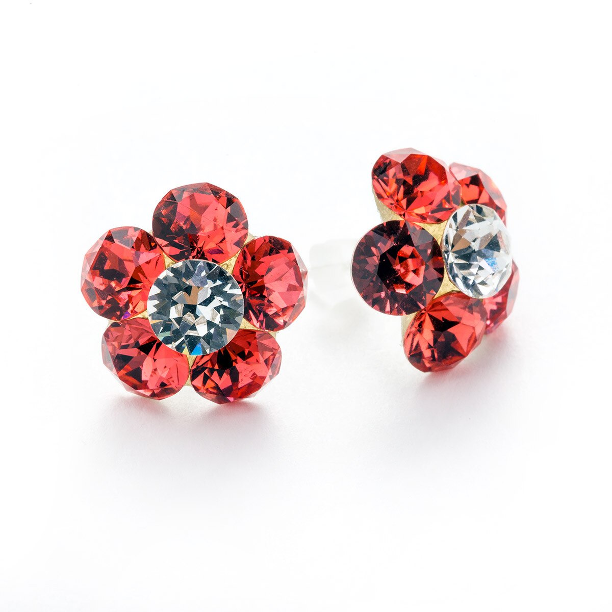 Cercei Argint DaviCrystals cu cristale floare l cu tija padparadscha
