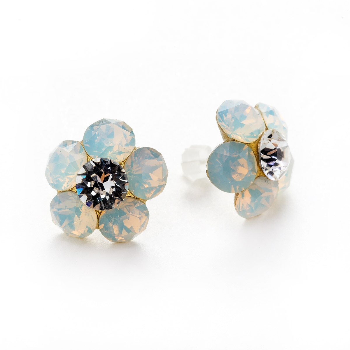 Cercei Argint DaviCrystals cu cristale floare l cu tija white opal