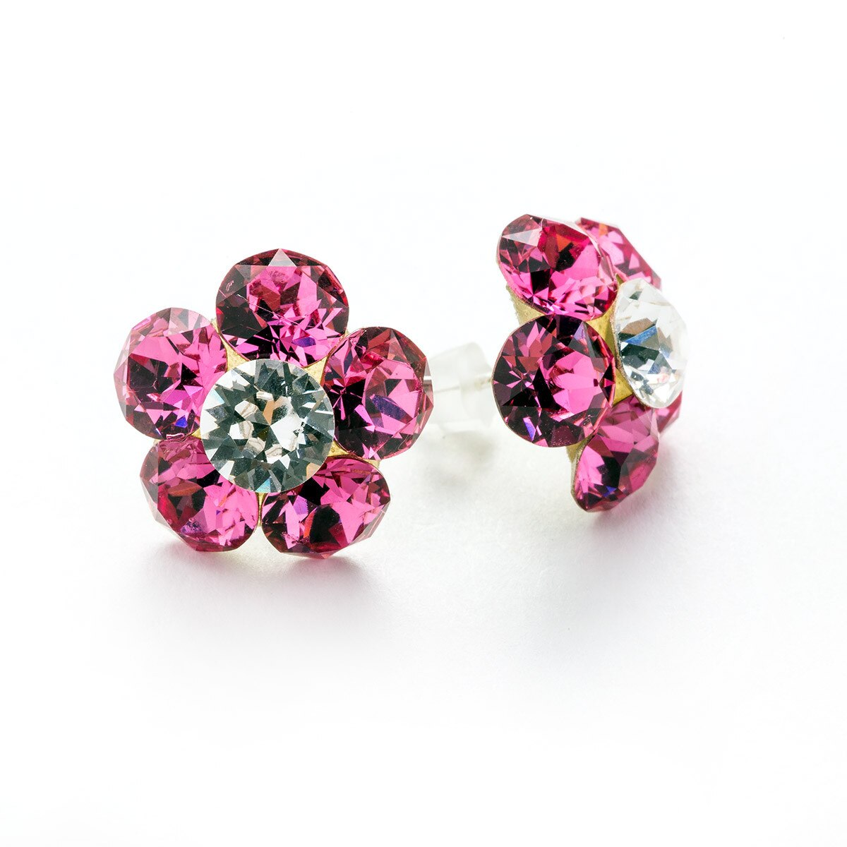 Cercei Argint DaviCrystals cu cristale floare l cu tija rose