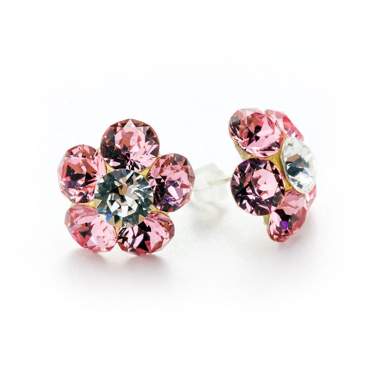 Cercei Argint DaviCrystals cu cristale floare l cu tija light rose