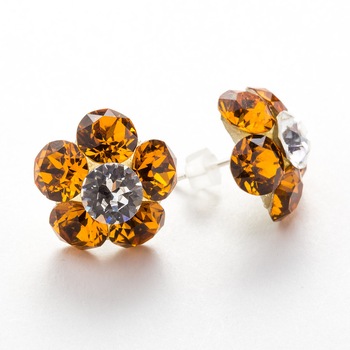 Cercei Argint DaviCrystals cu cristale floare l cu tija topaz Cercei Argint DaviCrystals cu cristale floare l cu tija topaz