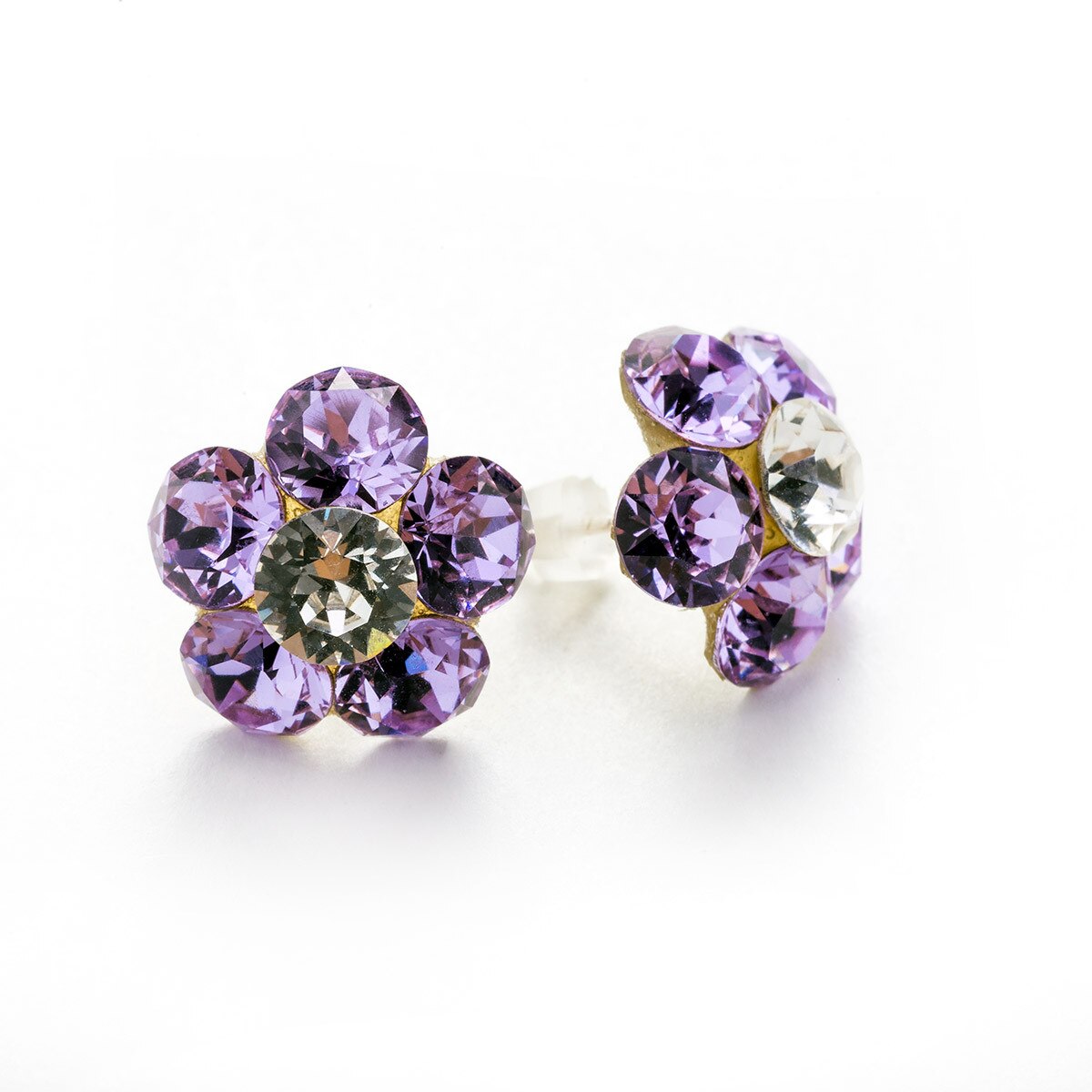 Cercei Argint DaviCrystals cu cristale floare l cu tija violet
