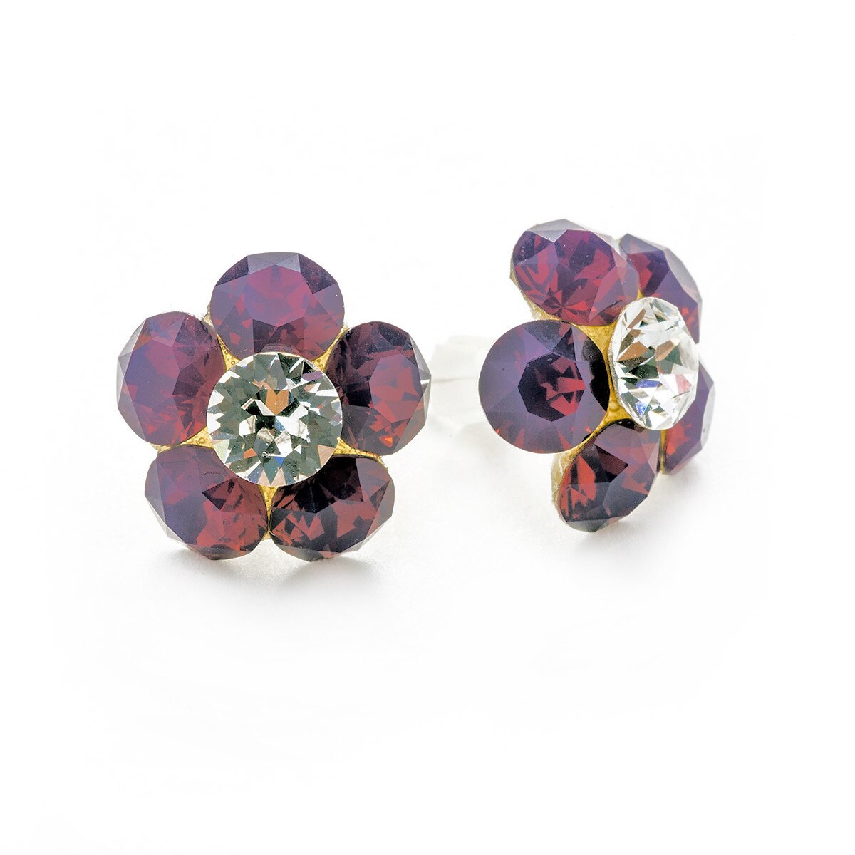 Cercei Argint DaviCrystals cu cristale floare l cu tija cyclamen opal