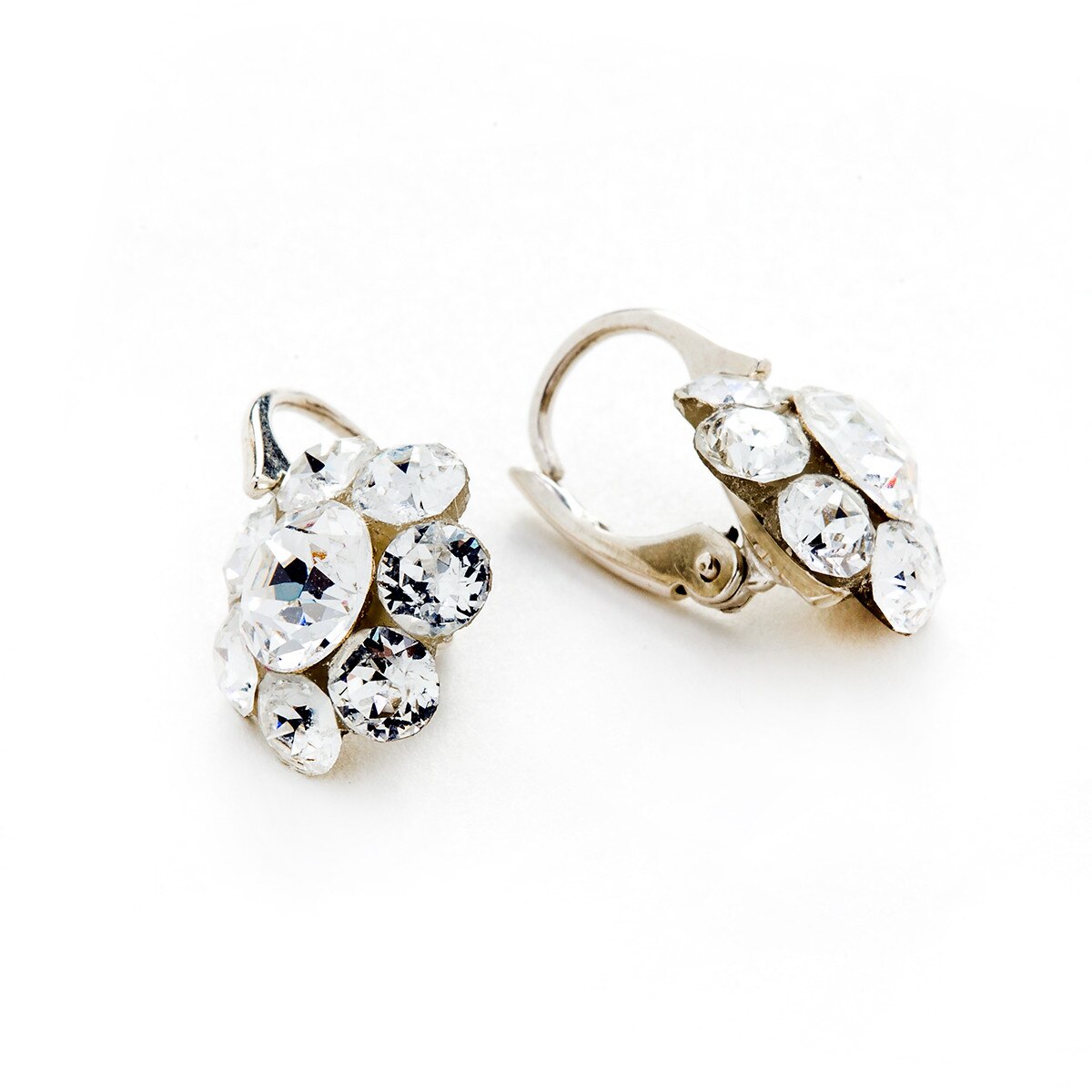 Cercei Argint DaviCrystals cu cristale floare m cu leverback mic crystal