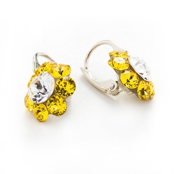 Cercei Argint DaviCrystals cu cristale floare m cu leverback mic light topaz Cercei Argint DaviCrystals cu cristale floare m cu leverback mic light topaz