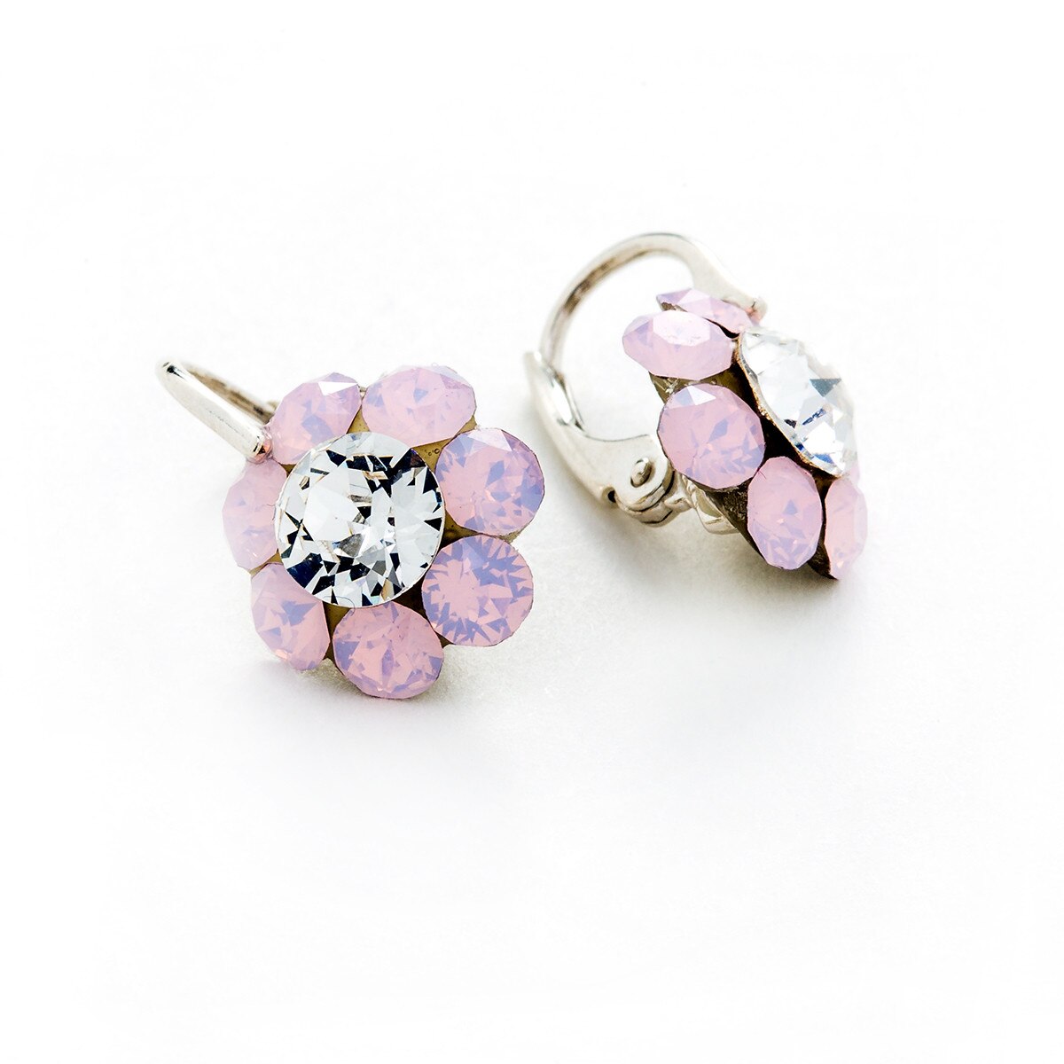 Cercei Argint DaviCrystals cu cristale floare m cu leverback mic rose water opal