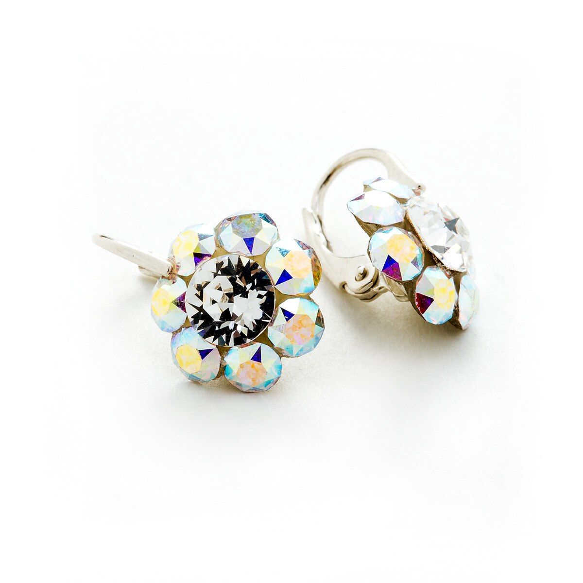 Cercei Argint DaviCrystals cu cristale floare m cu leverback mic aurore boreale