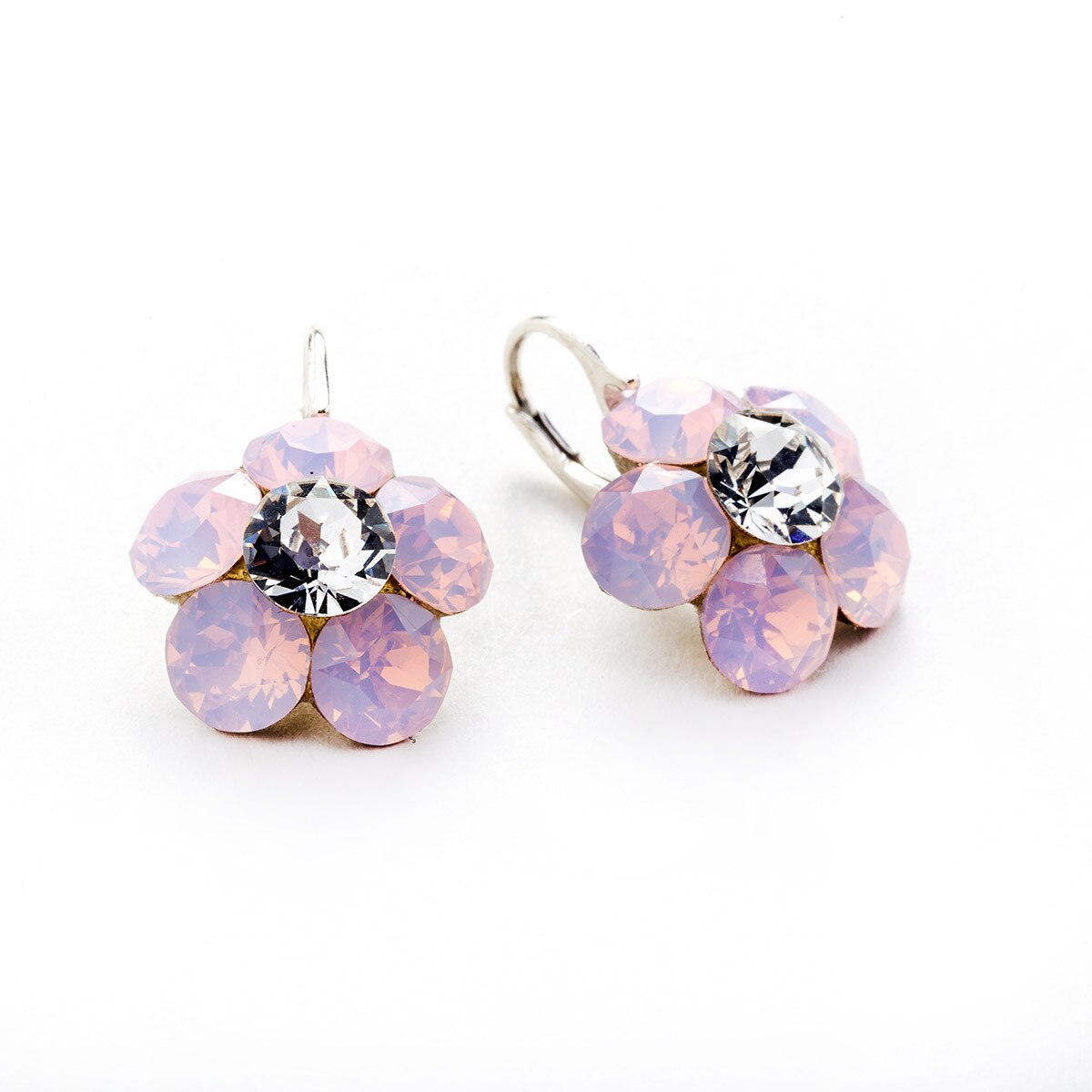 Cercei Argint DaviCrystals cu cristale floare l cu leverback mic rose water opal