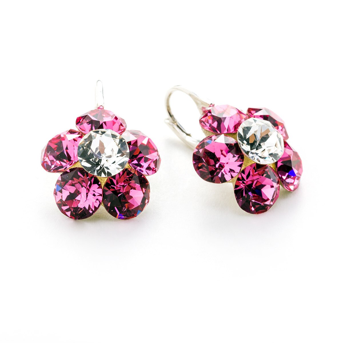 Cercei Argint DaviCrystals cu cristale floare l cu leverback mic rose