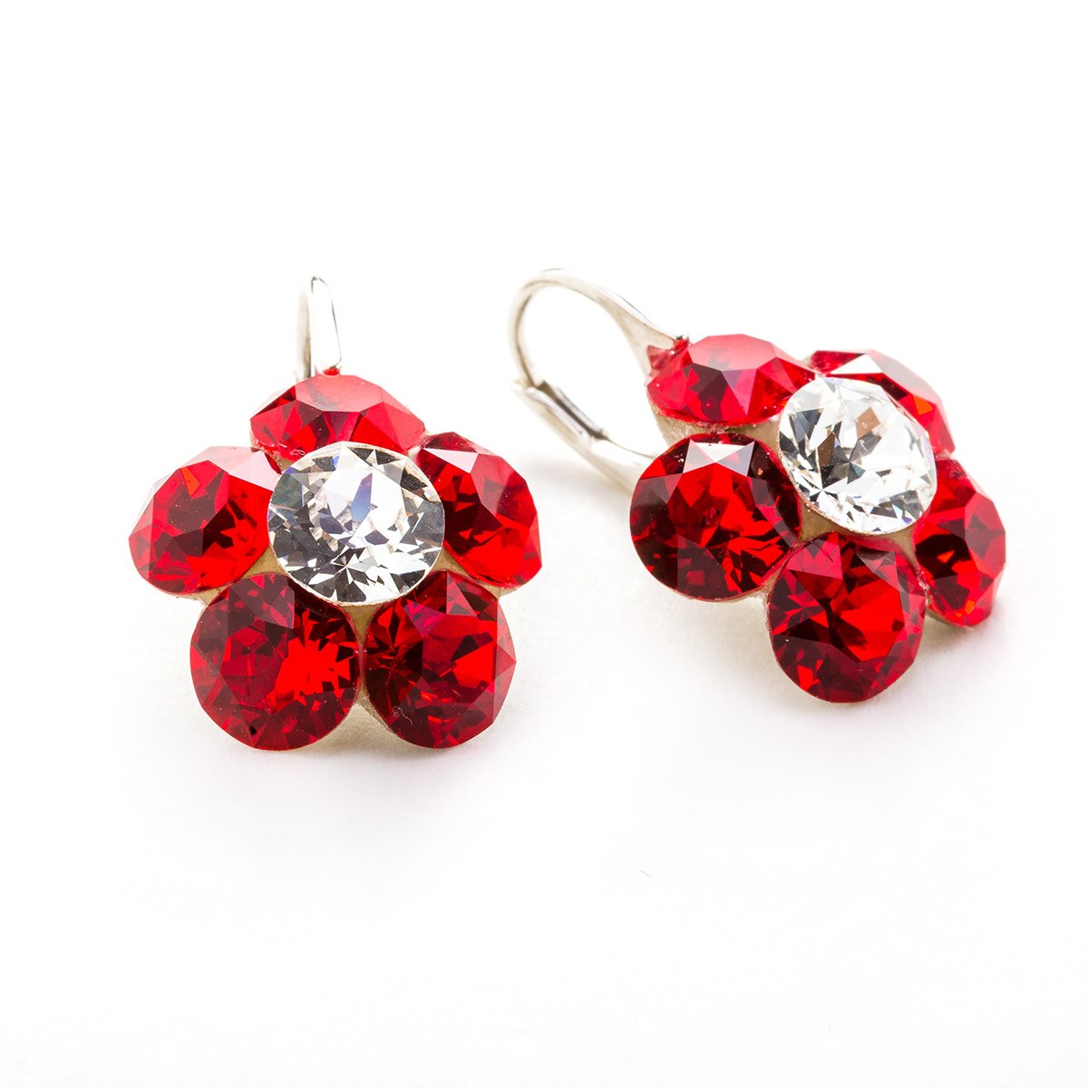 Cercei Argint DaviCrystals cu cristale floare l cu leverback mic light siam