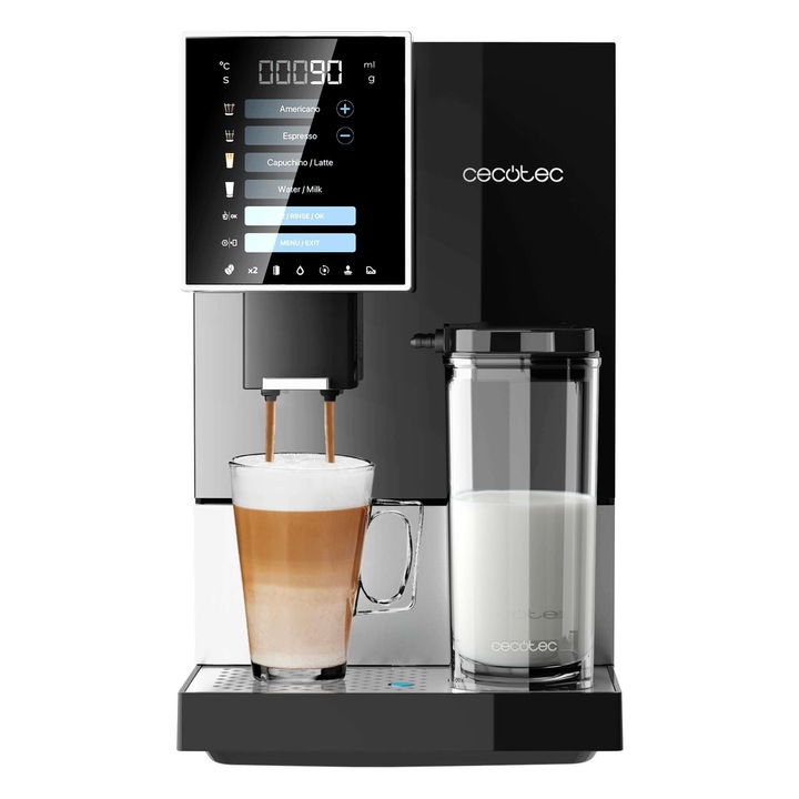 Cecotec Cremmaet Compactccino automata eszpresszógép, 19 bar, fekete-ezüst, 150 g kávétartály