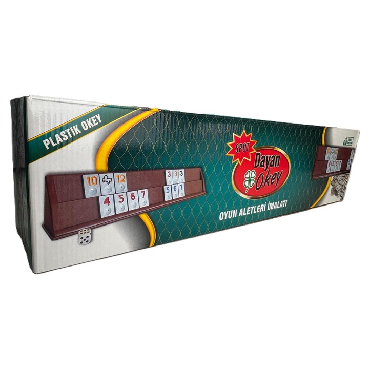 Joc Remi Spot Dayan Okey, plastic, 106 piese, multicolor, suporturi incluse