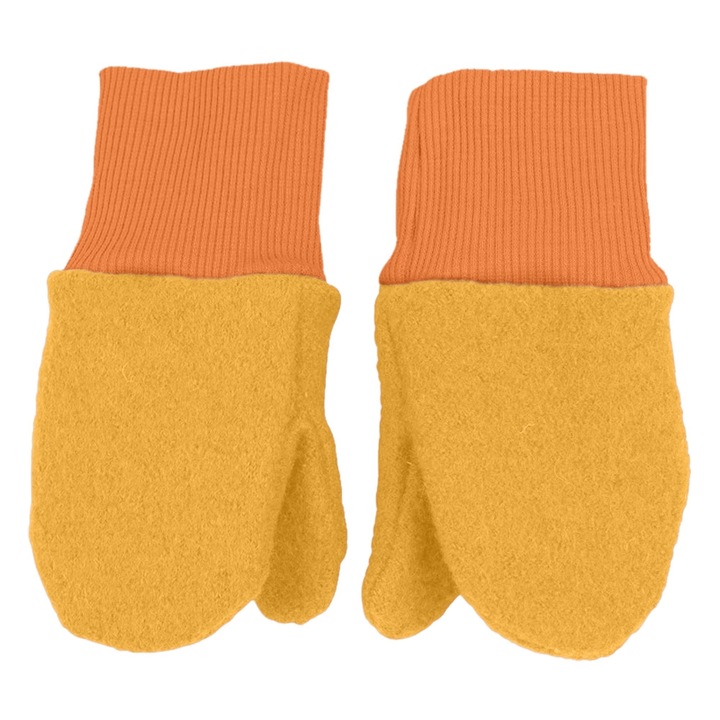 Manusi copii lana fiarta dublate cu bumbac, Curry