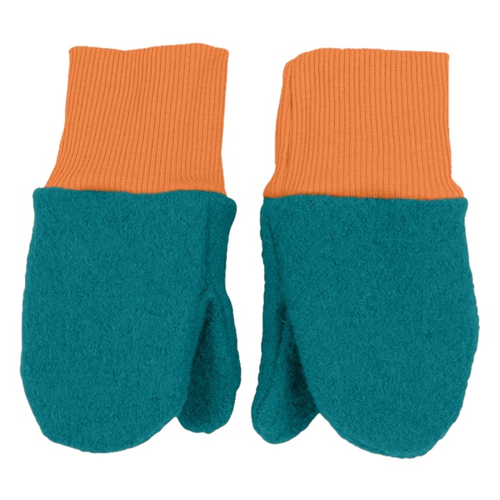 Manusi copii lana fiarta dublate cu bumbac, Ocean Turquoise