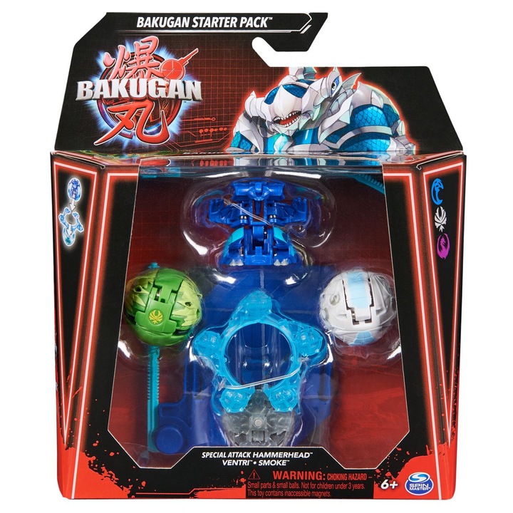 Комплект фигурки Bakugan Hammerhead Ventri, 1 специален Bakugan Atac, 2 топчета, за момчета