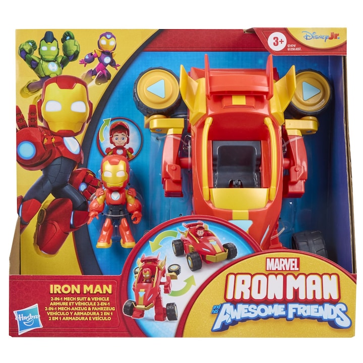 Set de joaca 2in 1 Iron Man and his Amazing Friends - Iron Man, cu figurina