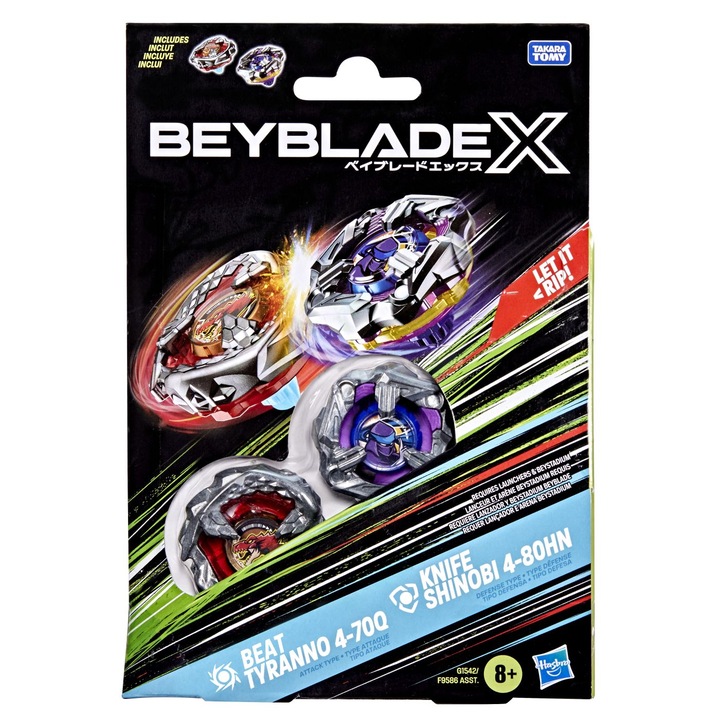 Set duo Beyblade X - Beat Tyranno 4-70Q si Knife Shinobi 4-80HN