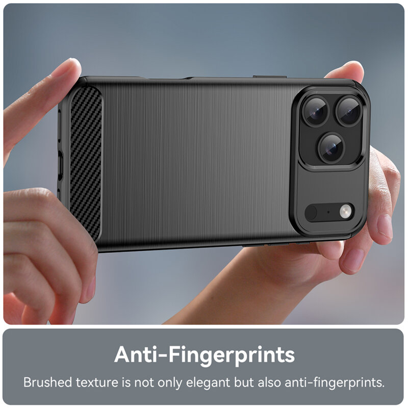 Husa protectie Mat-Tech compatibila cu iPhone 17 Pro Max, Textura Carbon, Finisaj Mat, Anti-Shock, Rezistenta la impact, Negru