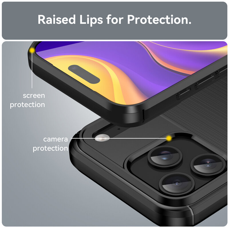 Husa protectie Mat-Tech compatibila cu iPhone 17 Pro Max, Textura Carbon, Finisaj Mat, Anti-Shock, Rezistenta la impact, Negru