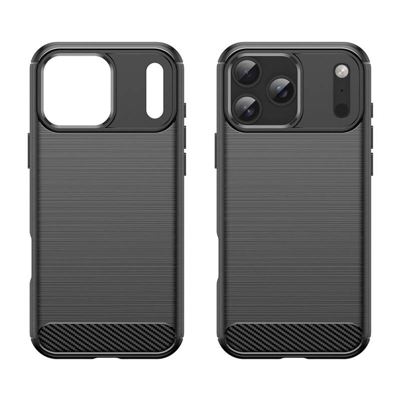 Husa protectie Mat-Tech compatibila cu iPhone 17 Pro Max, Textura Carbon, Finisaj Mat, Anti-Shock, Rezistenta la impact, Negru